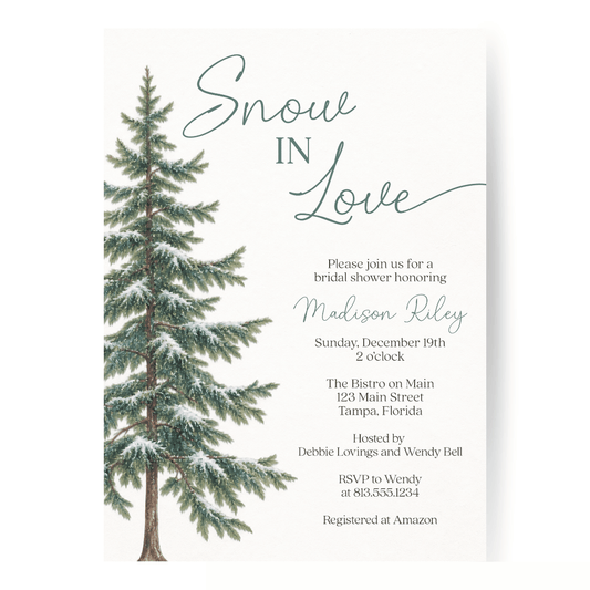 Snow in Love (Trees) Bridal Shower Invitation