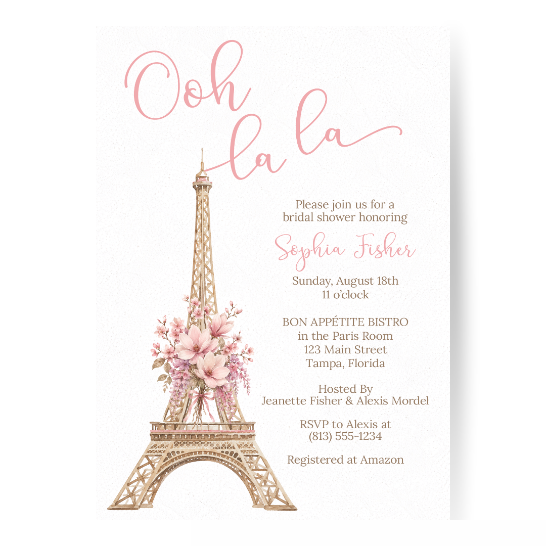Paris Love Story Bridal Shower Invitation