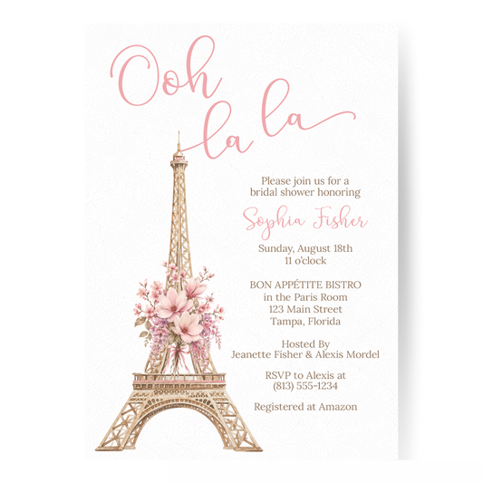 Paris Love Story Bridal Shower Invitation