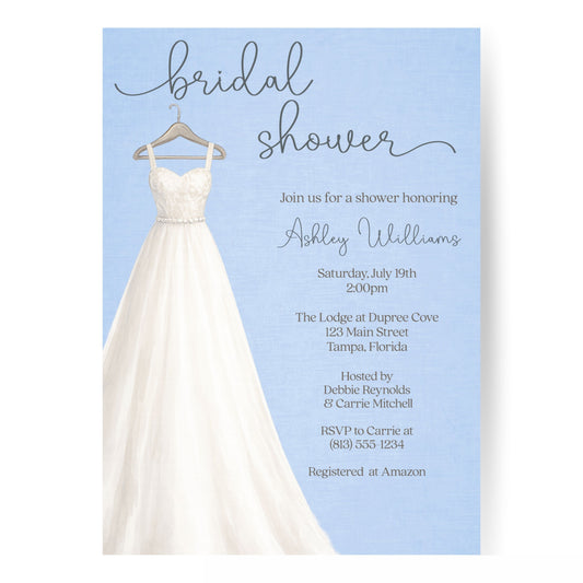 Something Blue Bridal Gown Bridal Shower Invitation