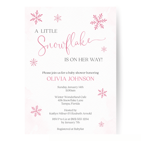 Little Snowflake Baby Shower Invitation for Girl