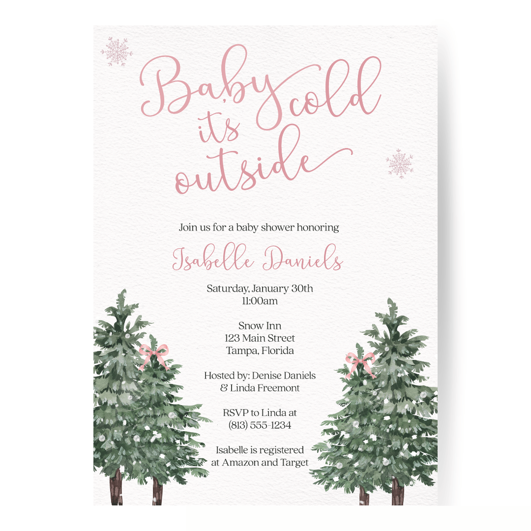 Baby It's Cold Outside Girl Baby Shower Invitation