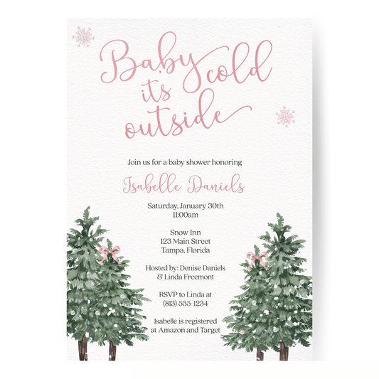 Baby It's Cold Outside Girl Baby Shower Invitation