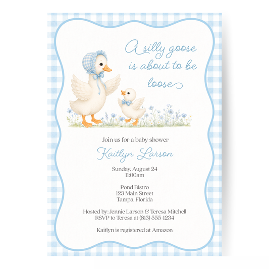 Silly Goose Baby Shower Invitation - Boy