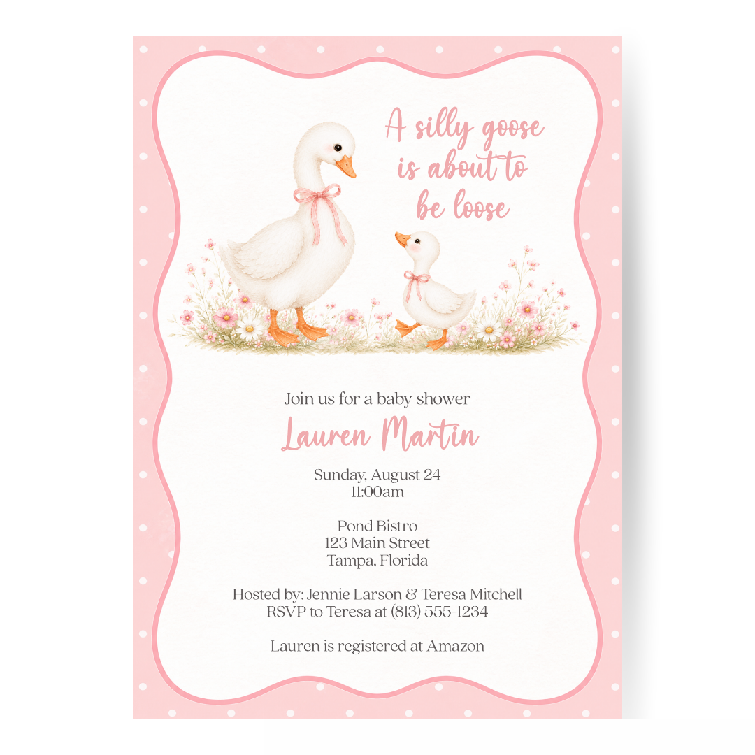 Silly Goose Baby Shower Invitation - Girl