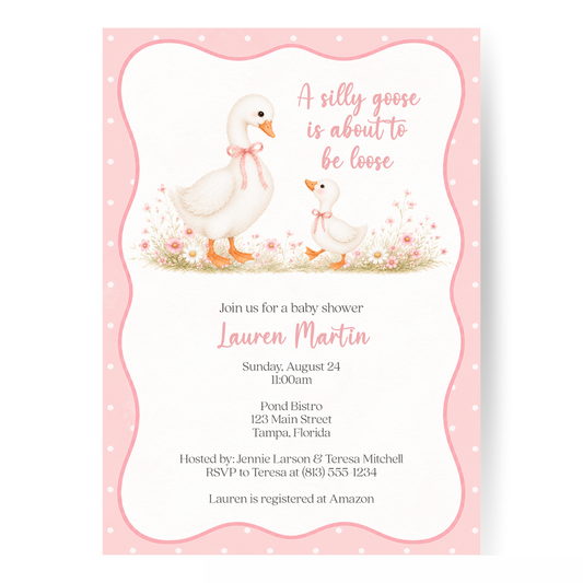 Silly Goose Baby Shower Invitation - Girl