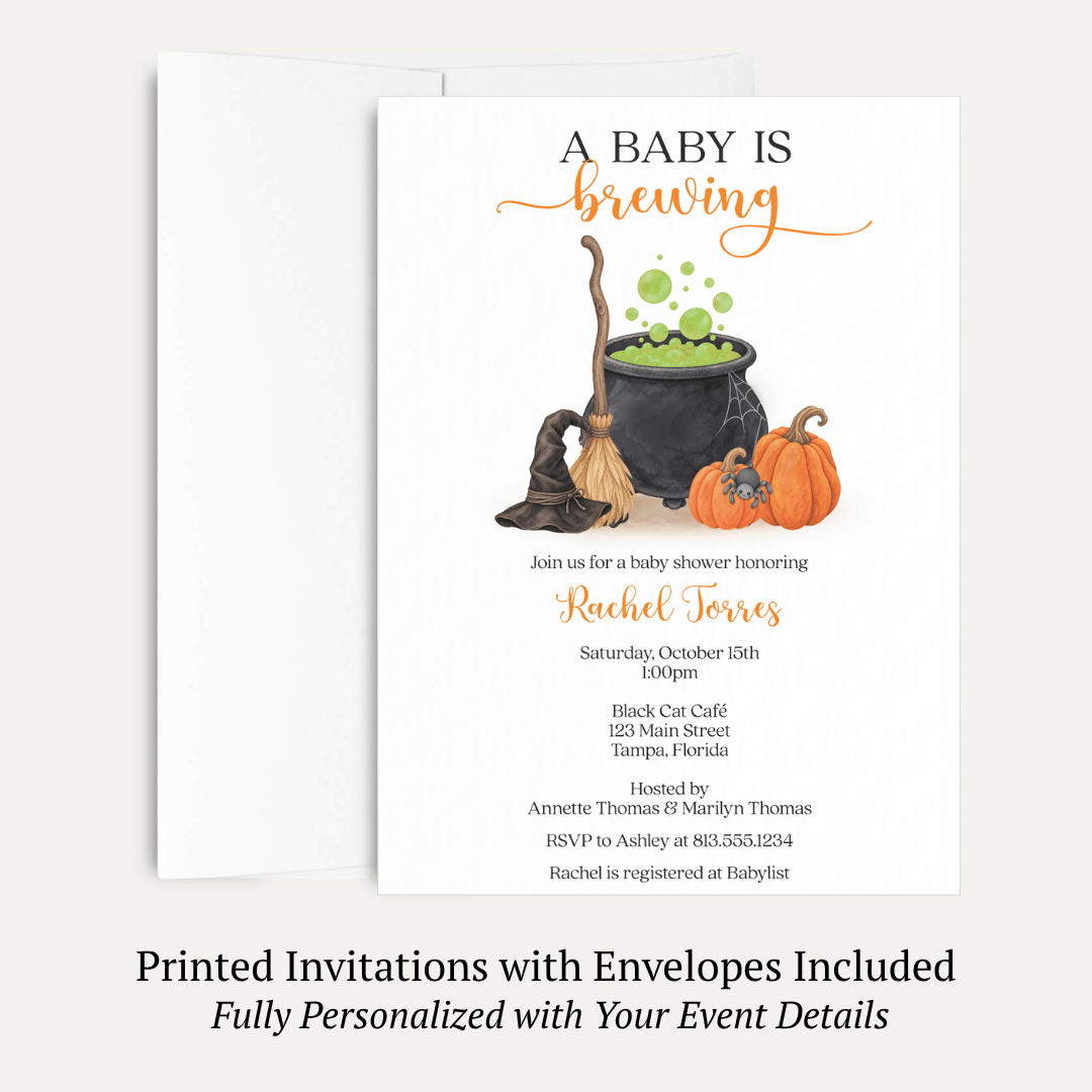 A Baby Is Brewing Halloween Baby Shower Invitation
