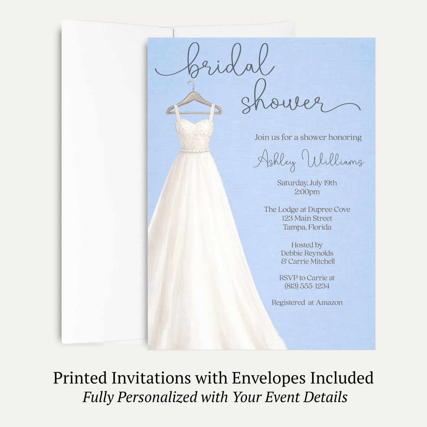 Something Blue Bridal Gown Bridal Shower Invitation