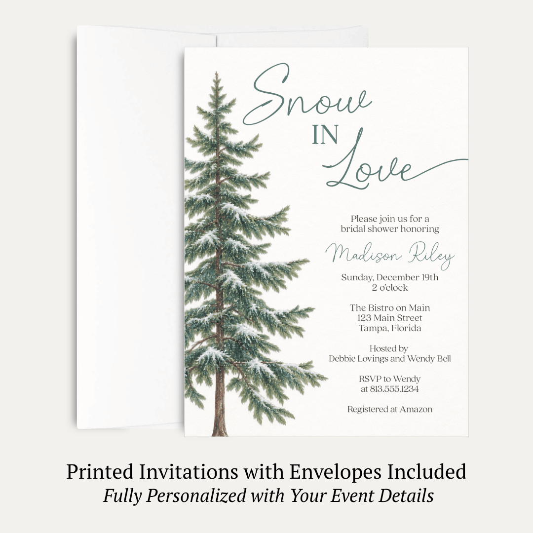 Snow in Love (Trees) Bridal Shower Invitation