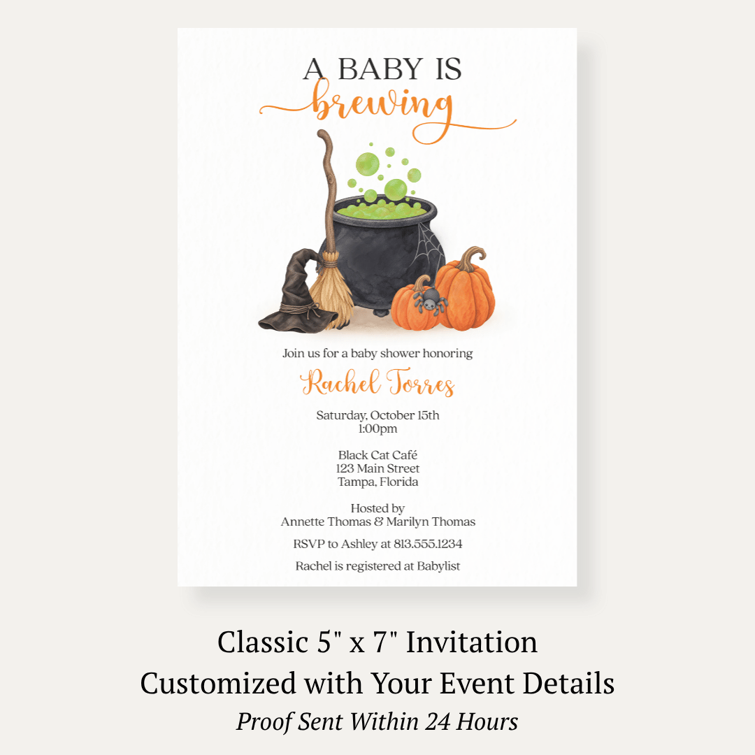 A Baby Is Brewing Halloween Baby Shower Invitation