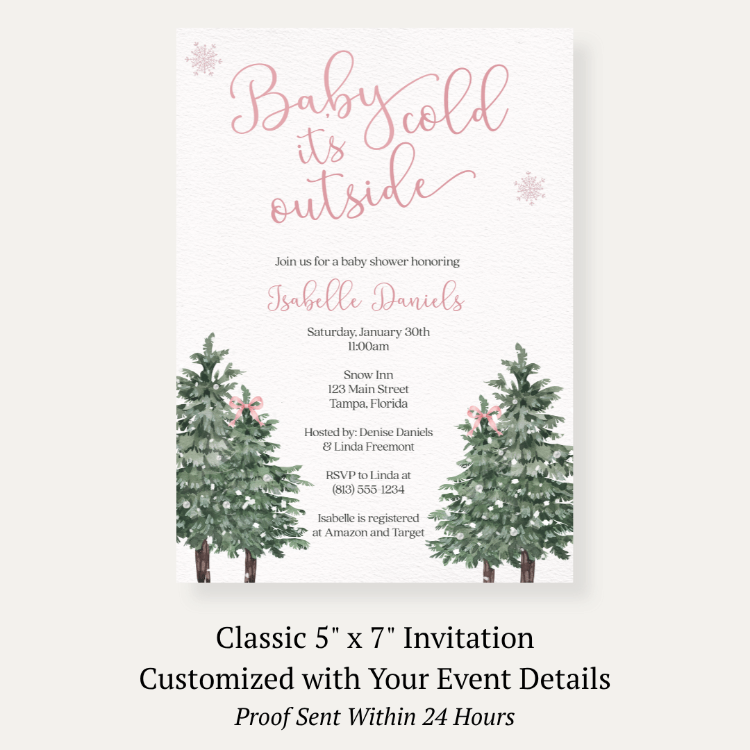 Baby It's Cold Outside Girl Baby Shower Invitation