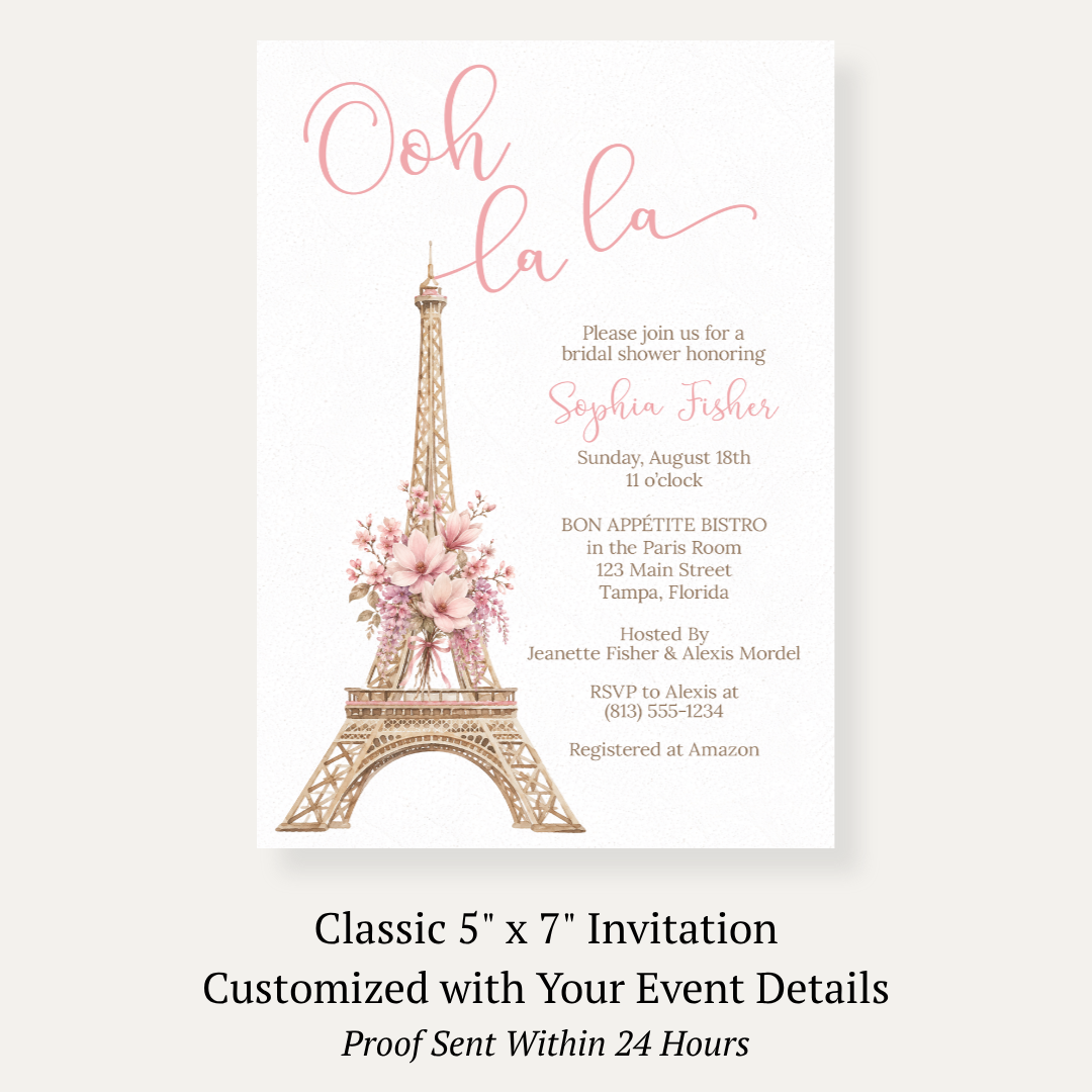 Paris Love Story Bridal Shower Invitation