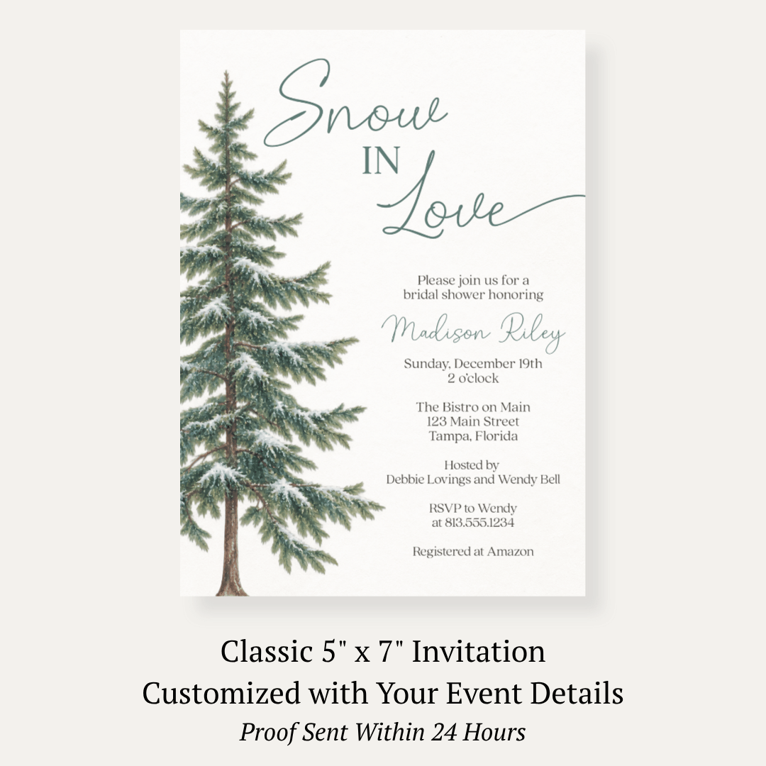 Snow in Love (Trees) Bridal Shower Invitation