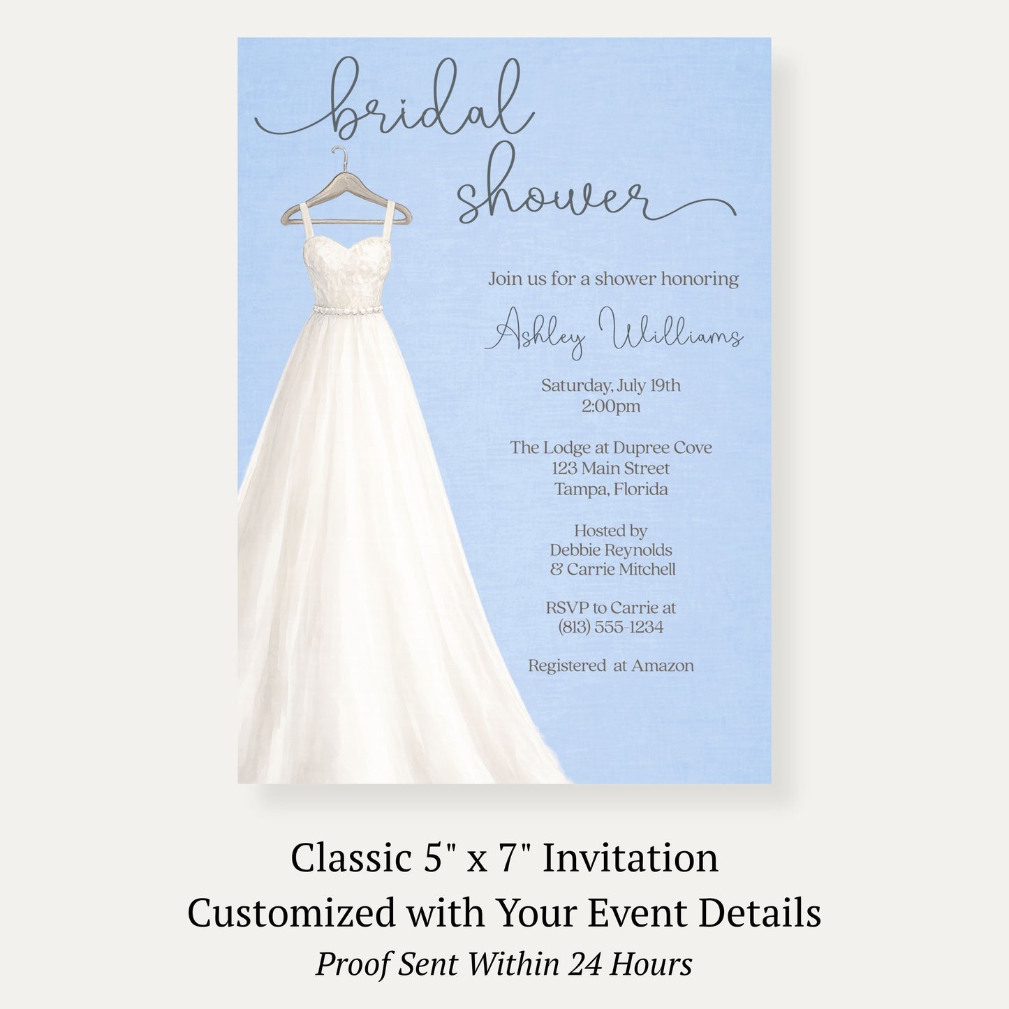 Something Blue Bridal Gown Bridal Shower Invitation