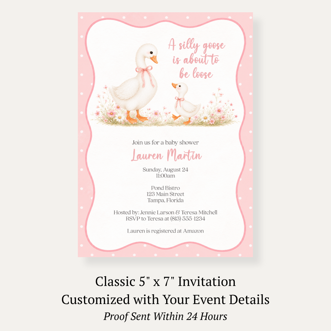 Silly Goose Baby Shower Invitation - Girl