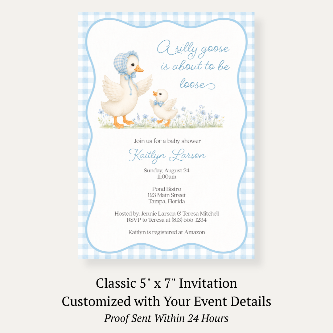 Silly Goose Baby Shower Invitation - Boy