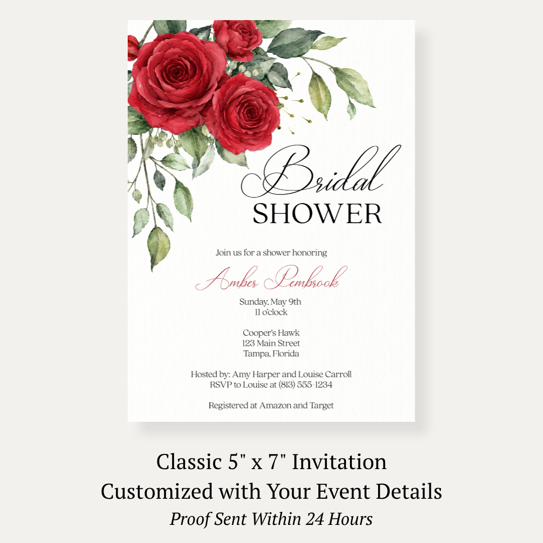 Winter Rose Bridal Shower Invitation