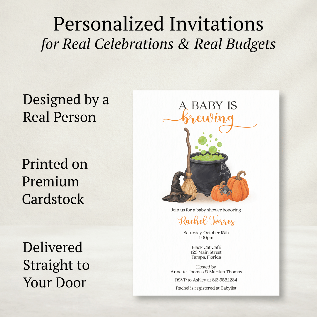 A Baby Is Brewing Halloween Baby Shower Invitation
