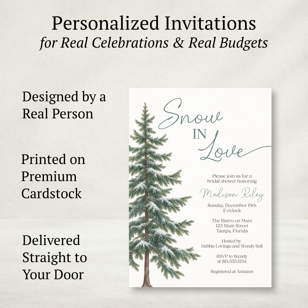 Snow in Love (Trees) Bridal Shower Invitation