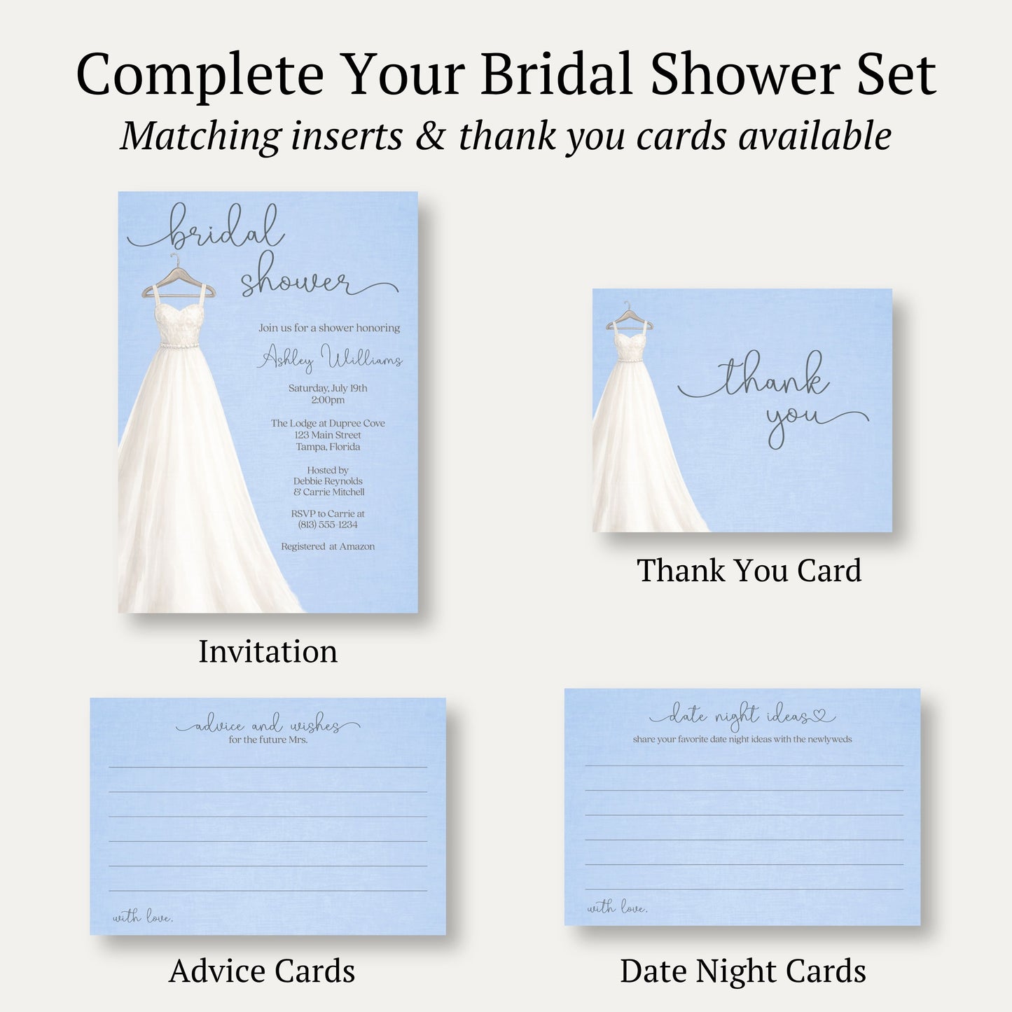 Something Blue Bridal Gown Bridal Shower Invitation