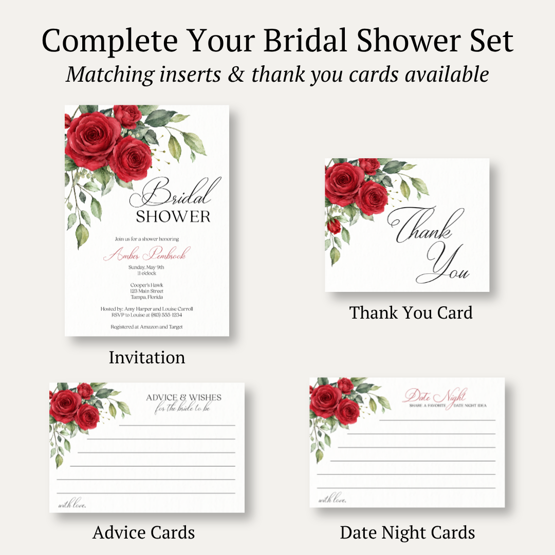 Winter Rose Bridal Shower Invitation