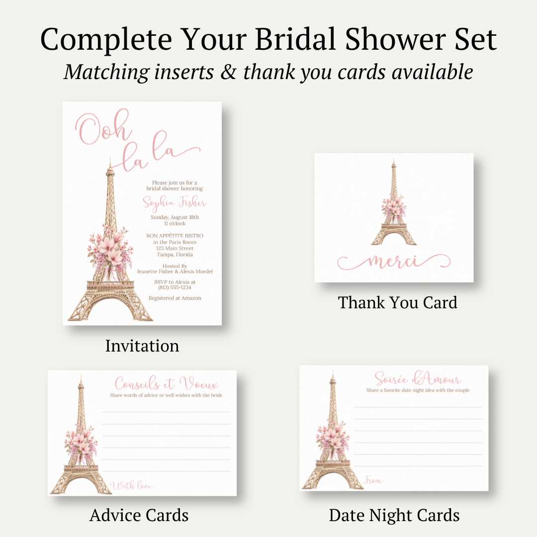 Paris Love Story Bridal Shower Invitation