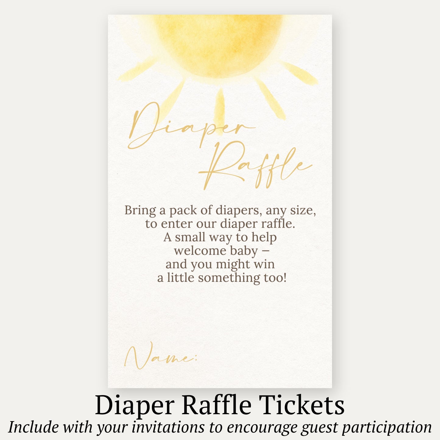 A Little Ray of Sunshine Diaper Raffle Ticket