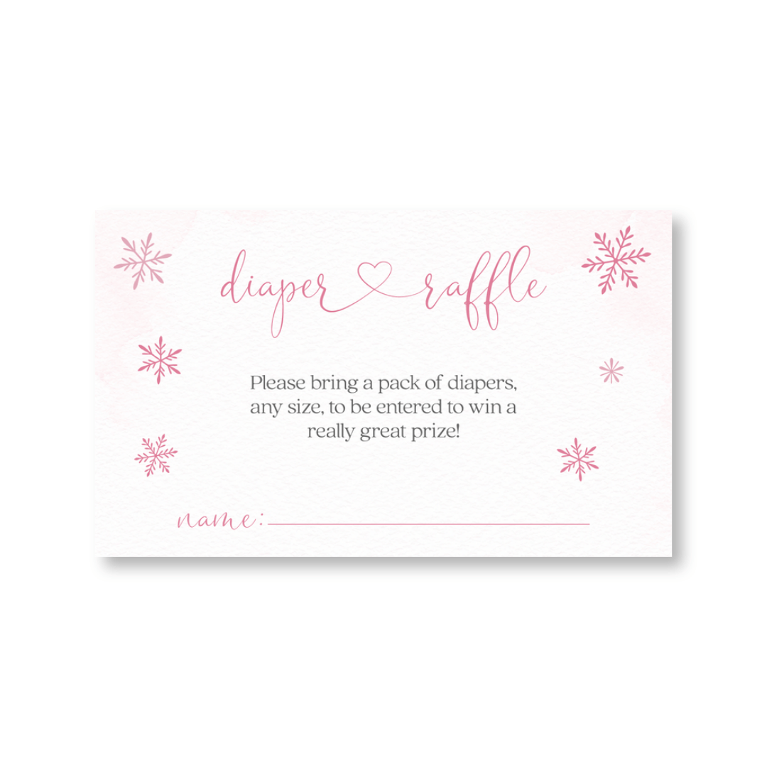 Little Snowflake Pink Diaper Raffle Ticket