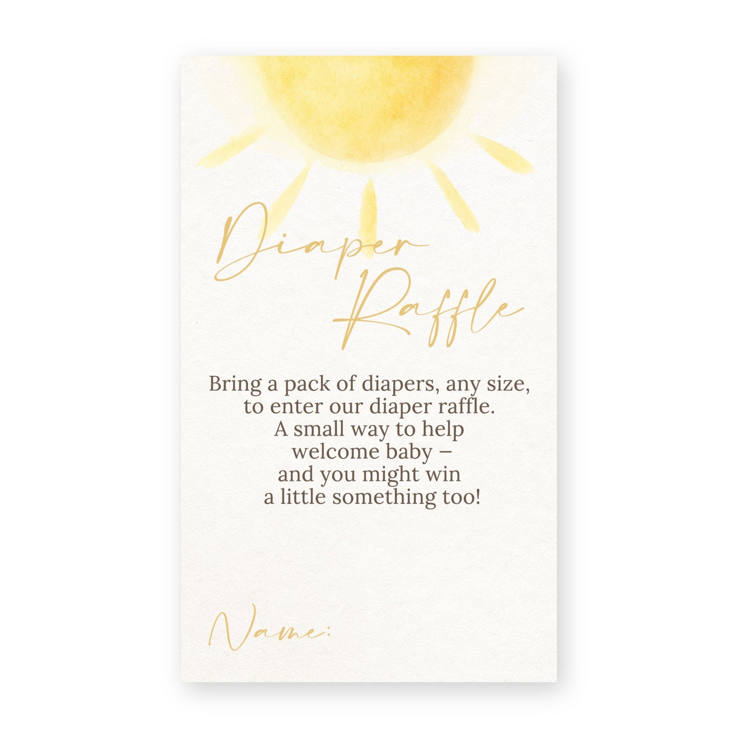 A Little Ray of Sunshine Diaper Raffle Ticket