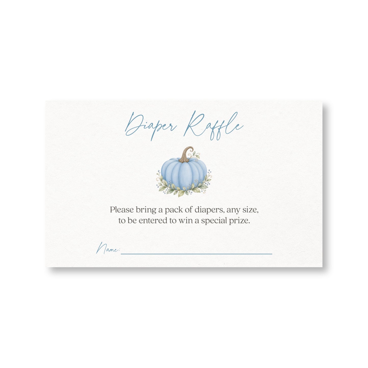 Painted Pumpkin Blue Diaper Raffle Ticket