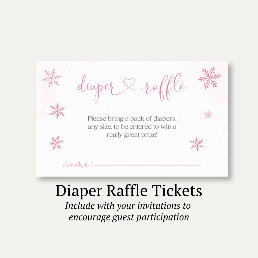 Little Snowflake Pink Diaper Raffle Ticket