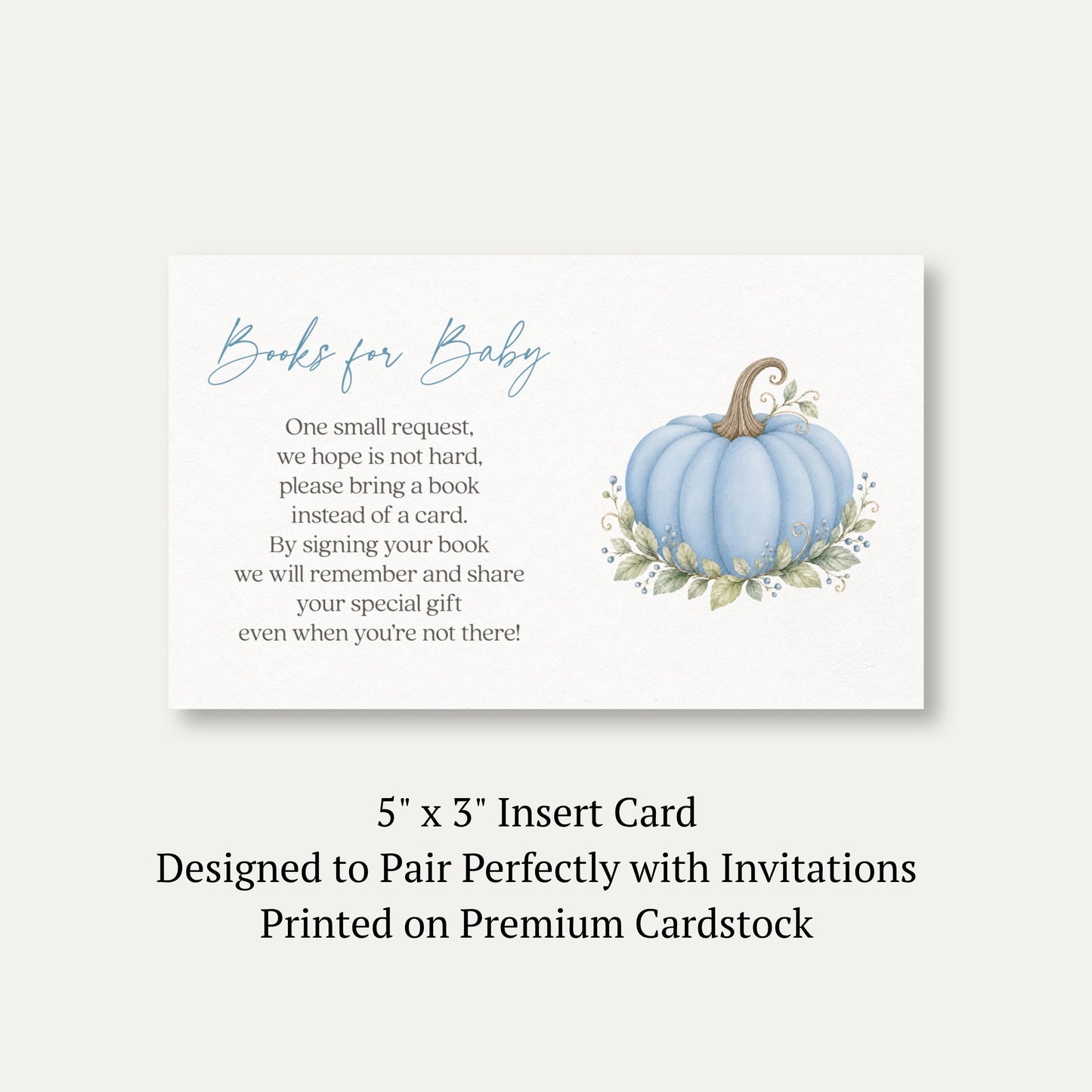 Painted Pumpkin Blue Bring a Book Card