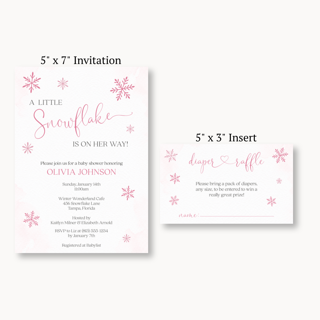 Little Snowflake Pink Diaper Raffle Ticket