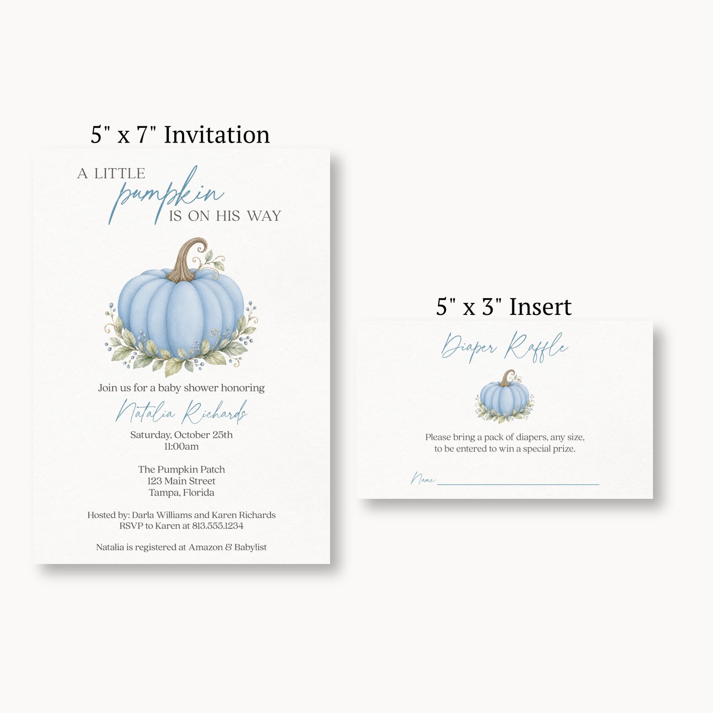 Painted Pumpkin Blue Bring a Book Card