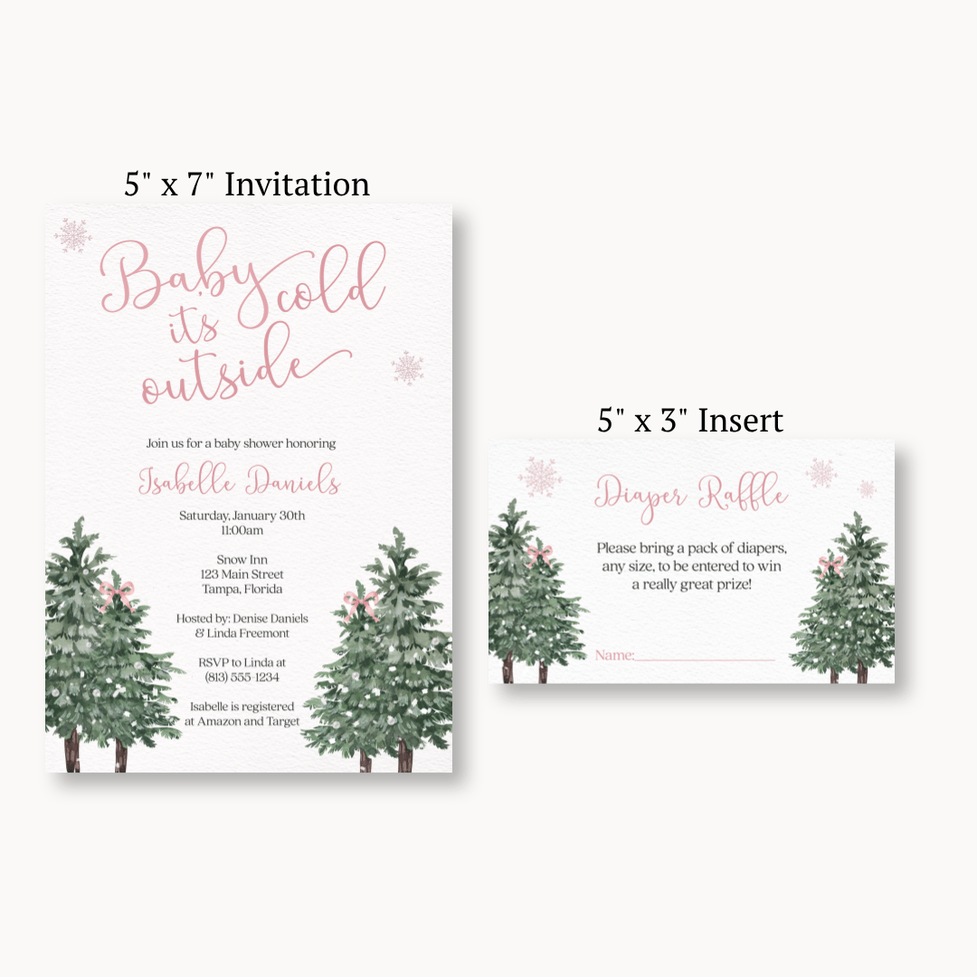 Baby It's Cold Outside Girl Diaper Raffle Ticket