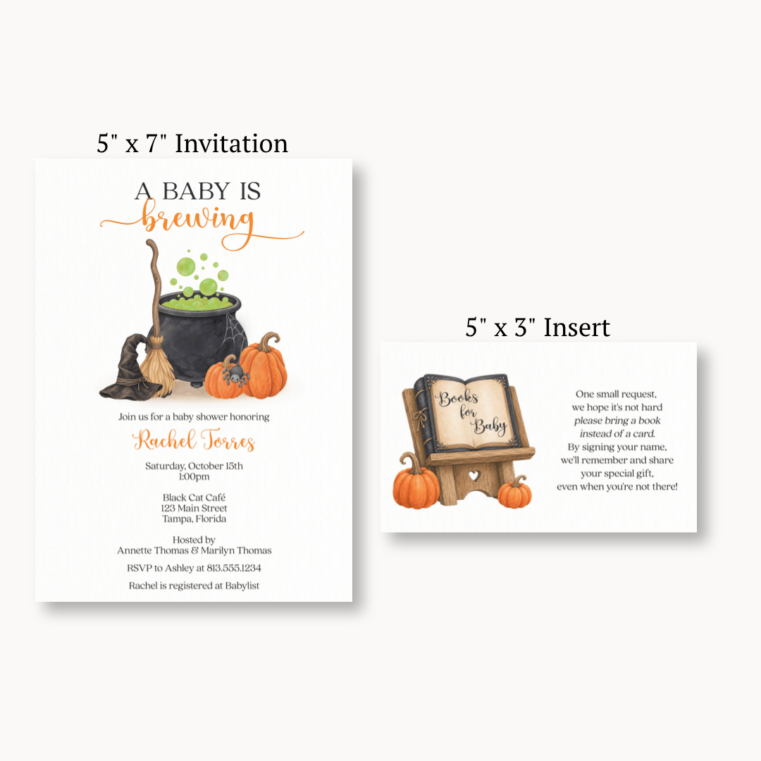 A Baby is Brewing Cauldron Bring a Book Card
