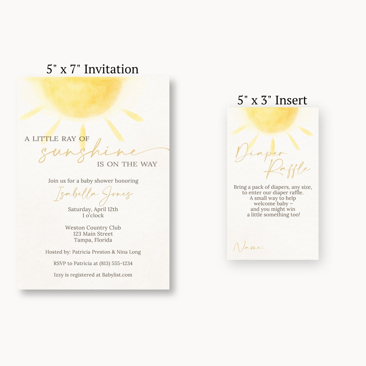 A Little Ray of Sunshine Diaper Raffle Ticket