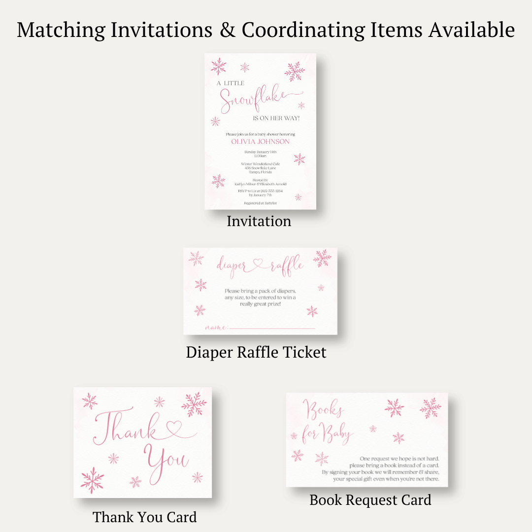 Little Snowflake Pink Diaper Raffle Ticket