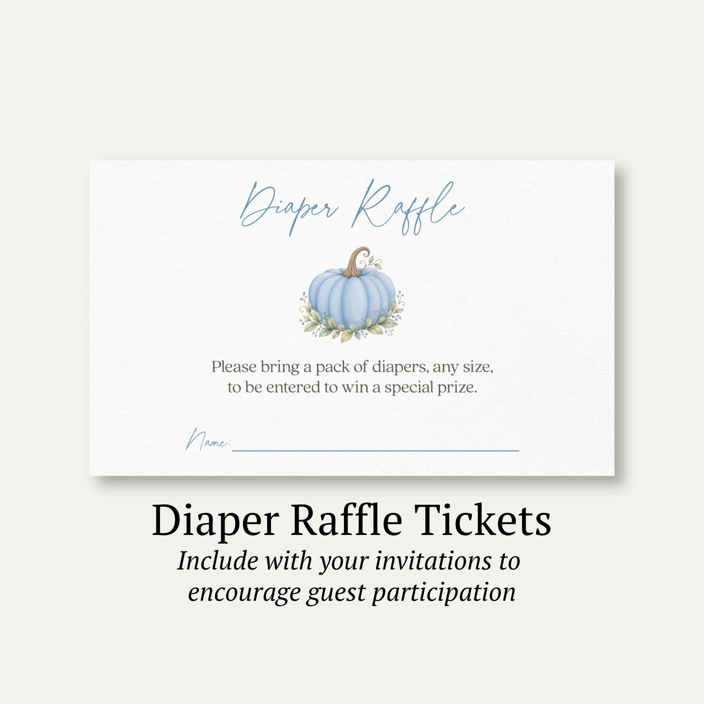 Painted Pumpkin Blue Diaper Raffle Ticket