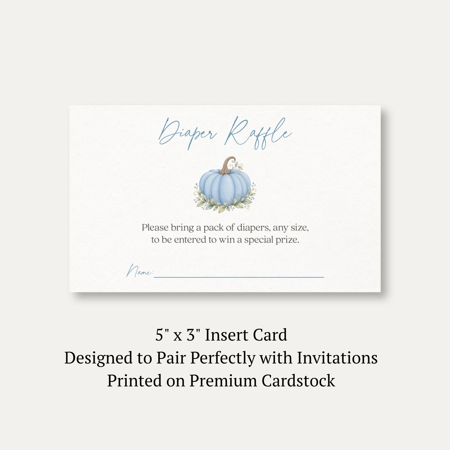 Painted Pumpkin Blue Diaper Raffle Ticket