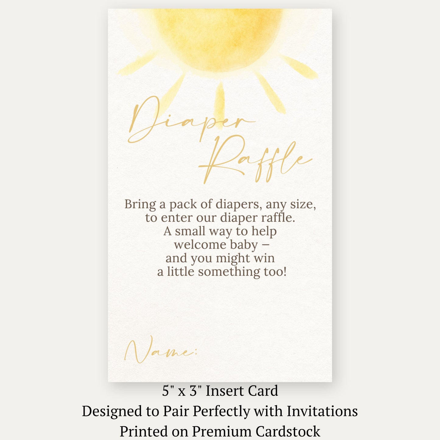 A Little Ray of Sunshine Diaper Raffle Ticket