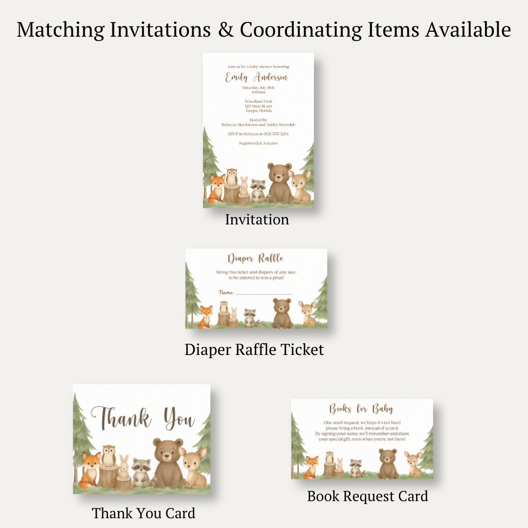 Woodland Animals Diaper Raffle Ticket
