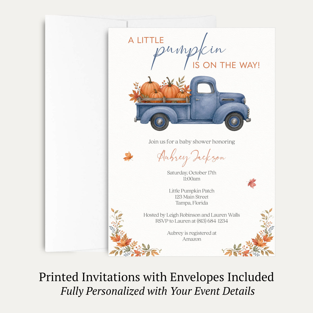 Fall Truck Baby Shower Invitation
