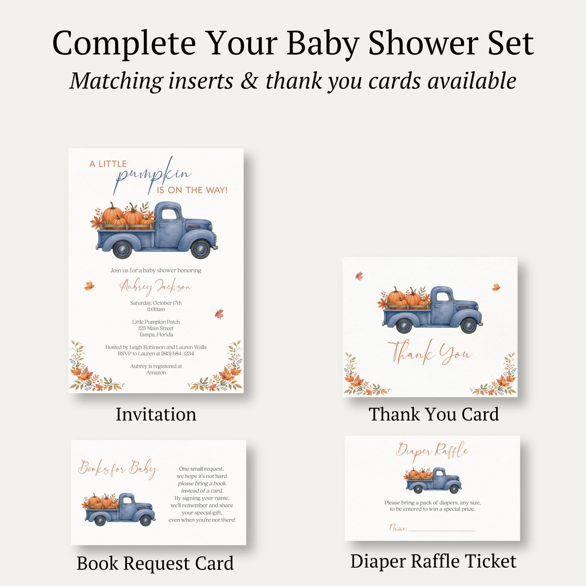 Fall Truck Baby Shower Invitation