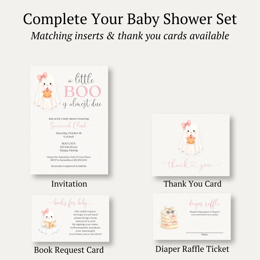 A Little Boo Is Almost Due Girl Baby Shower Invitation