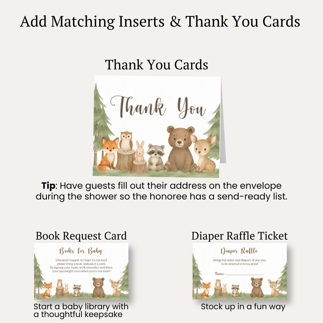 Woodland Animals Baby Shower Invitation