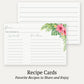 Tropical Bridal Shower Recipe Cards