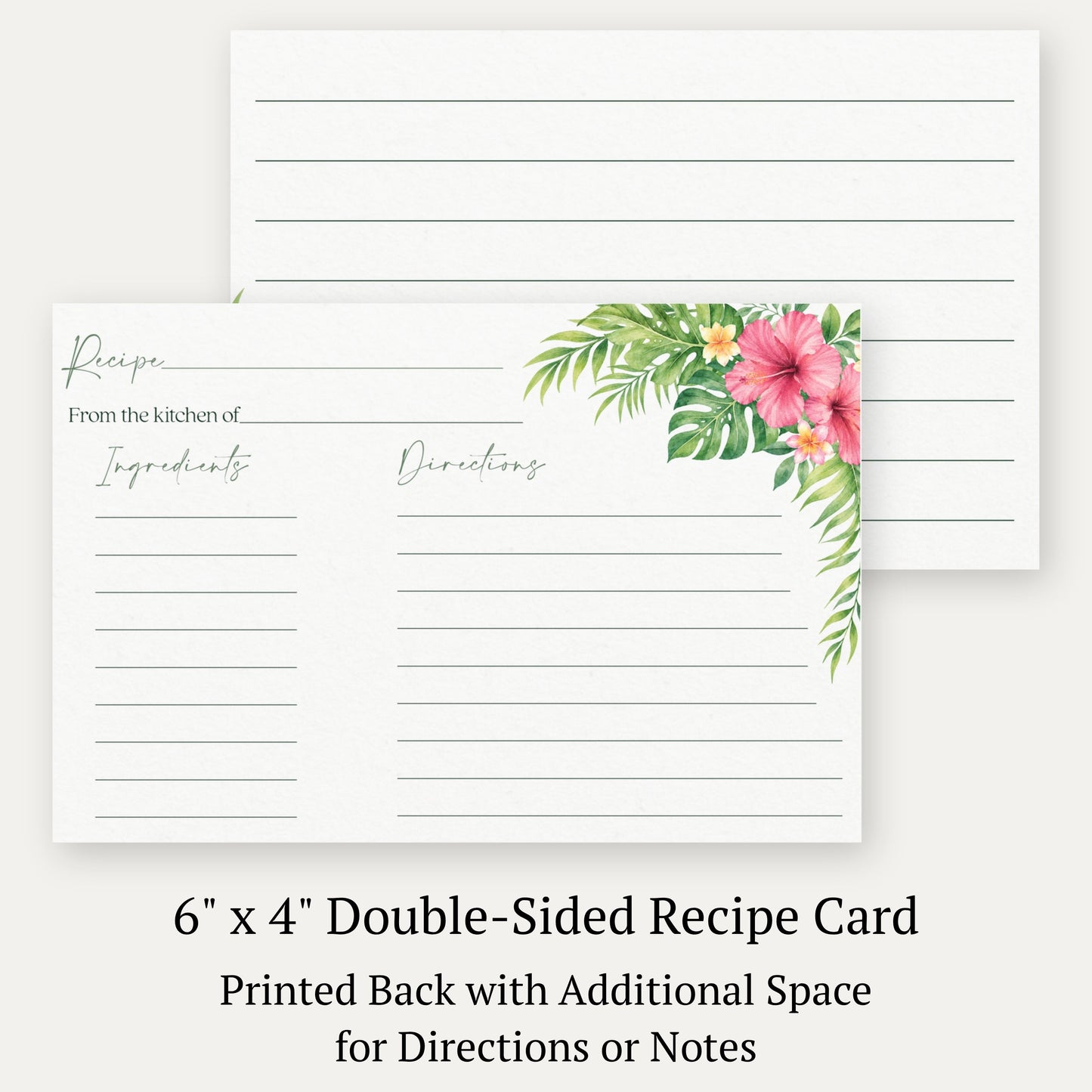 Tropical Bridal Shower Recipe Cards