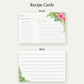 Tropical Bridal Shower Recipe Cards