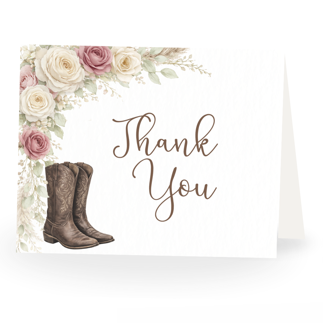 Western Bridal Shower Thank You Card